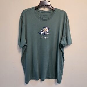 Life is Good T-shirt Men Sz L Jake Adirondack Chair Crusher Tee Green